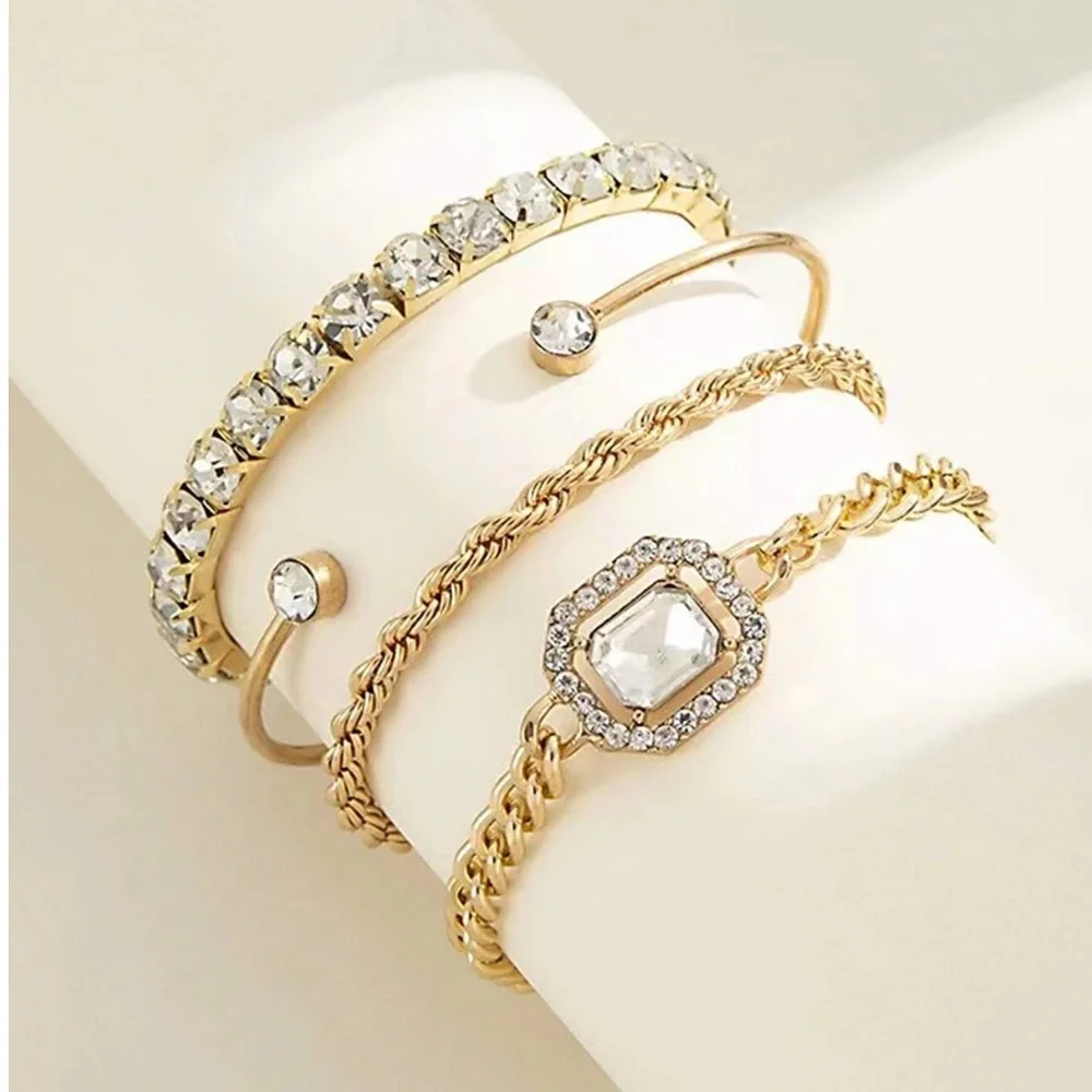 Luxe Statement Rhinestone rope Bracelet Set - Picture 3 of 5